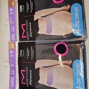 Maidenform Flexees 3XL Tame Your Tummy Black Lace Shaping Thong FP0049 Lot of 2